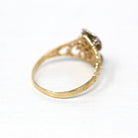 Letter "P" Ring - Estate 14k Yellow & White Gold Initial Monogram Diamonds - Modern Circa 1990s Era Size 6 Filigree 90s Jewelry