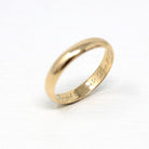 Vintage Wedding Band - Retro 14k Yellow Gold Unadorned 4 mm Men's Ring - Vintage Dated 1948 Size 10 Unisex Wedding Statement Jewelry