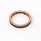 Genuine Sapphire Band - Estate 14k Rose Gold Blue Gemstones Eternity Ring - Modern Size 6 1/4 Wedding September Birthstone Fine Jewelry