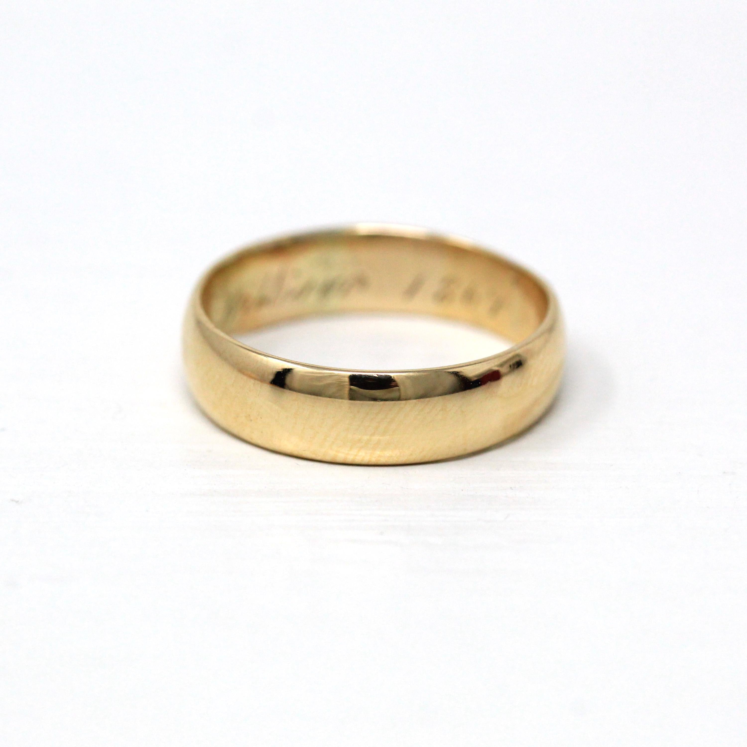 Dated 1867 Band - Victorian 18k Yellow Gold Engraved "Amelia to William 1867" Ring - Antique Size 7 3/4 Unisex Wedding Fine Vintage Jewelry