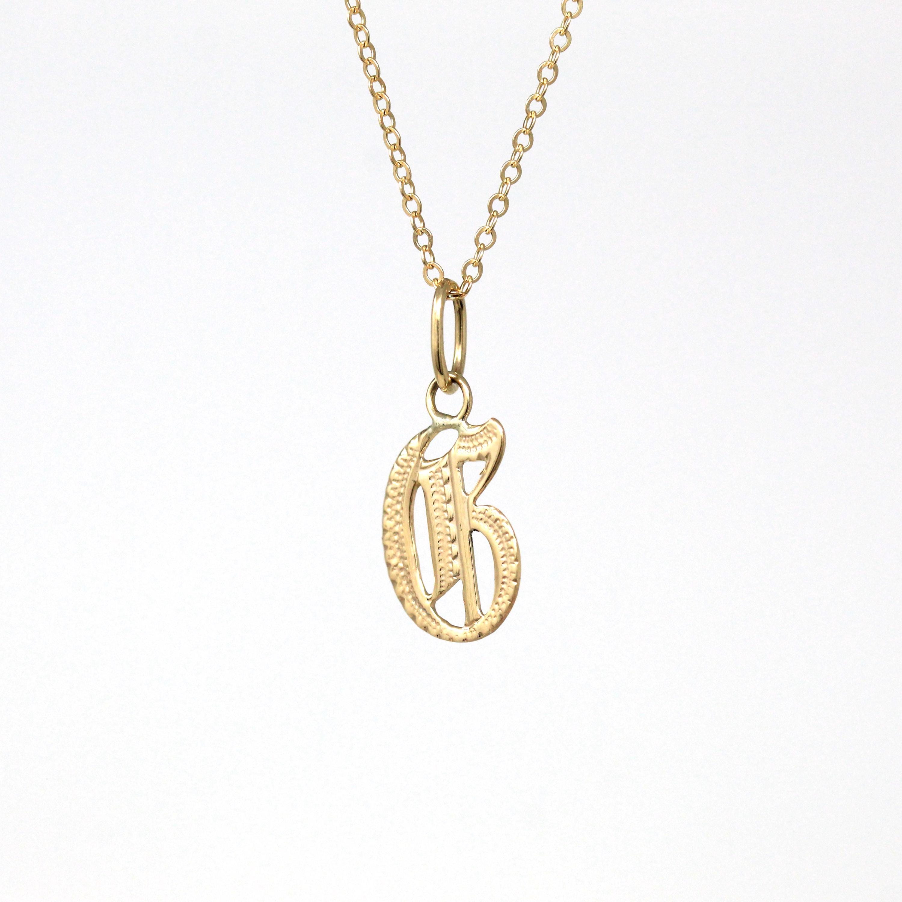 Letter "G" Charm - Art Deco 10k & 14k Gold Initial Old English Style Pendant Necklace - Vintage Circa 1930s Ostby Barton Fine Jewelry