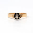 Genuine Diamond Ring - Edwardian 18k Rose Gold Old Cut .06 CT Gemstone - Antique Circa 1900s Era Size 8 3/4 Buttercup Celestial Fine Jewelry