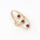 Vintage Garnet Ring - Retro 10k Yellow Gold Genuine Red Gem - Circa 1970s Size 6 January Birthstone Freeform Loop Statement Fine Jewelry