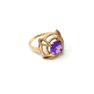 Created Sapphire Ring - Retro 10k Yellow Gold Purple Birthstone - Circa 1960s Era Size 6 1/4 Vintage New Old Stock 60s Target Fine Jewelry