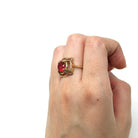 Created Ruby Ring - Vintage Retro 10k Yellow Gold Red July Birthstone - Circa 1960s Era Size 6 1/2 New Old Stock 60s Target Fine Jewelry