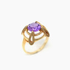 Created Sapphire Ring - Retro 10k Yellow Gold Purple Birthstone - Circa 1960s Era Size 6 1/4 Vintage New Old Stock 60s Target Fine Jewelry