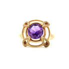 Created Sapphire Ring - Retro 10k Yellow Gold Purple Birthstone - Circa 1960s Era Size 6 1/4 Vintage New Old Stock 60s Target Fine Jewelry