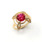 Created Ruby Ring - Vintage Retro 10k Yellow Gold Red July Birthstone - Circa 1960s Era Size 6 1/2 New Old Stock 60s Target Fine Jewelry