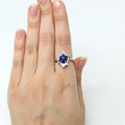 Created Star Sapphire Ring - Retro 14k White Gold Blue 1.55 CT Stone - Vintage Circa 1960s Era Size 5 1/4 September Birthstone Fine Jewelry