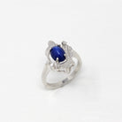 Created Star Sapphire Ring - Retro 14k White Gold Blue 1.55 CT Stone - Vintage Circa 1960s Era Size 5 1/4 September Birthstone Fine Jewelry