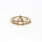 Crescent Moon Brooch - Antique Edwardian Era 10k Yellow Gold Blue Garnet & Glass Doublet Wishbone Pin - Vintage Circa 1910s Fine Jewelry