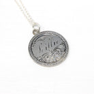 Antique Love Token - Victorian Era .900 Silver Engraved Name Lillie Pendant Necklace - Dated 1876 Liberty Seated Quarter Currency Jewelry