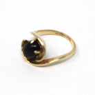 Vintage Onyx Ring - Retro 10k Yellow Gold Black Gemstone Cabochon Bypass - Vintage Circa 1970s New Old Stock Size 5 1/4 Fine Jewelry