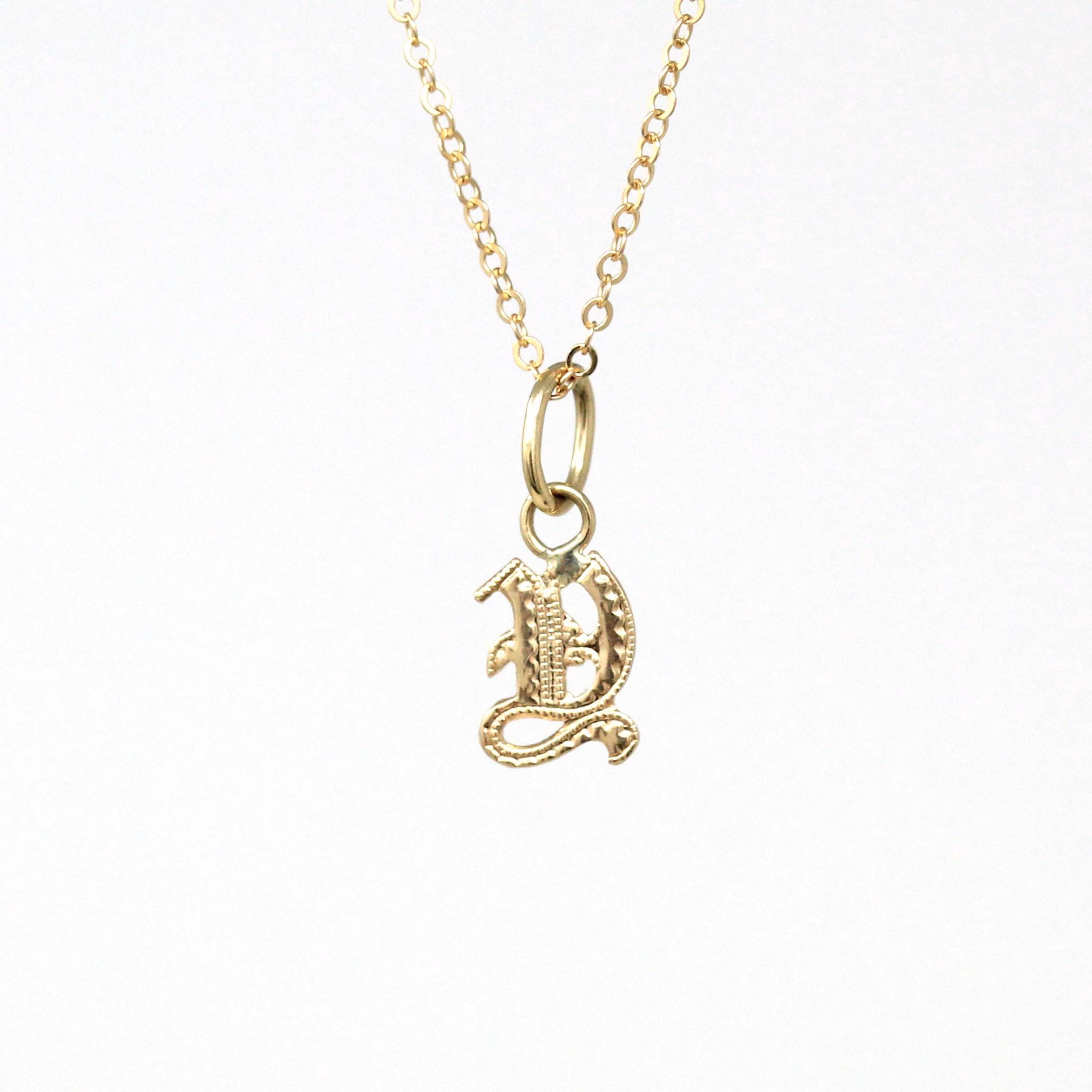 Letter "Y" Charm - Art Deco 10k & 14k Gold Initial Old English Style Pendant Necklace - Vintage Circa 1930s Dainty Fine Charm Jewelry