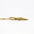 Italian Horn Charm - Retro 18k Yellow Gold Italy Cornicello Good Luck Pendant Necklace - Vintage Dainty 1970s Ward Off Evil Amulet Jewelry