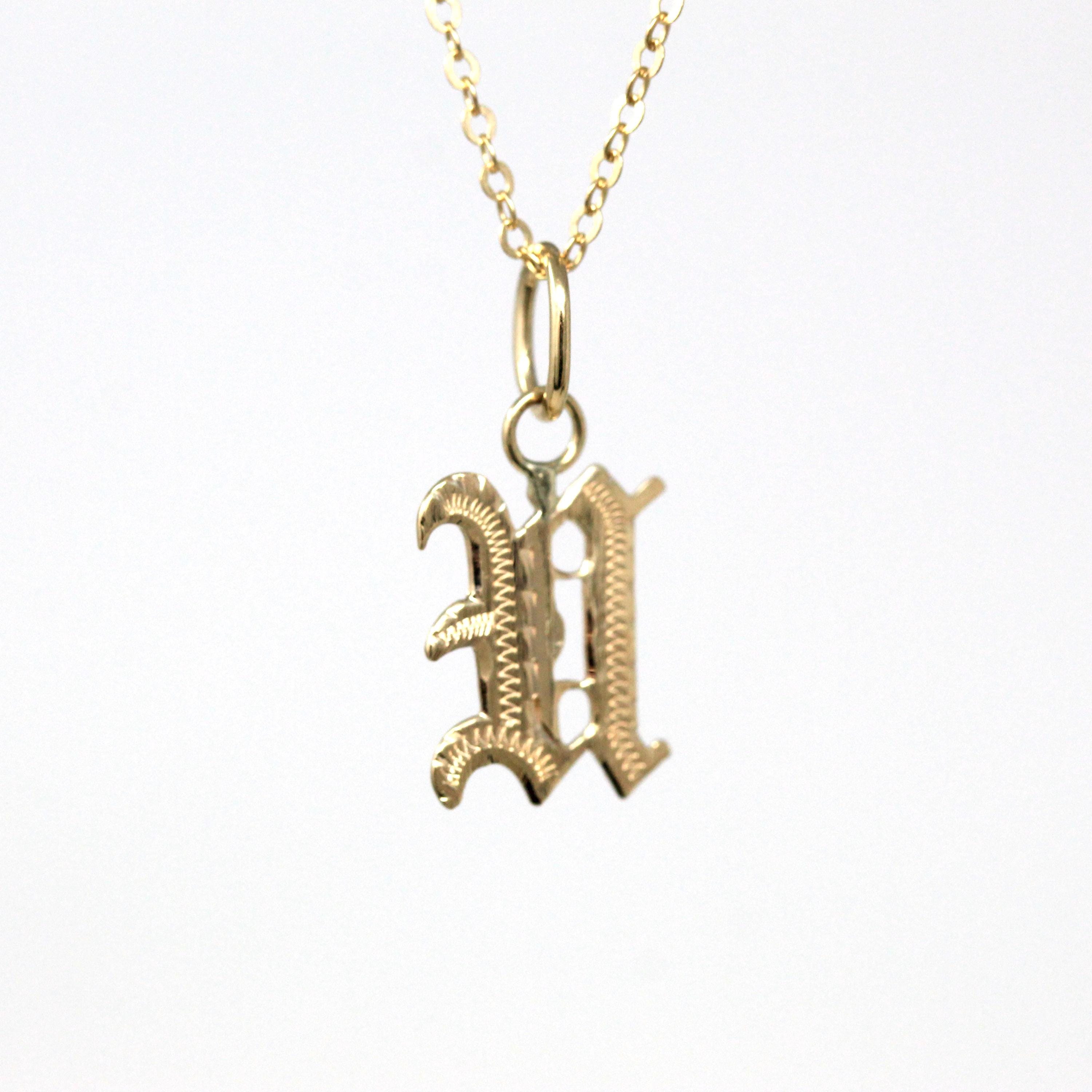 Letter "U" Charm - Art Deco 10k & 14k Gold Initial Old English Style Pendant Necklace - Vintage Circa 1930s Ostby Barton Fine Jewelry