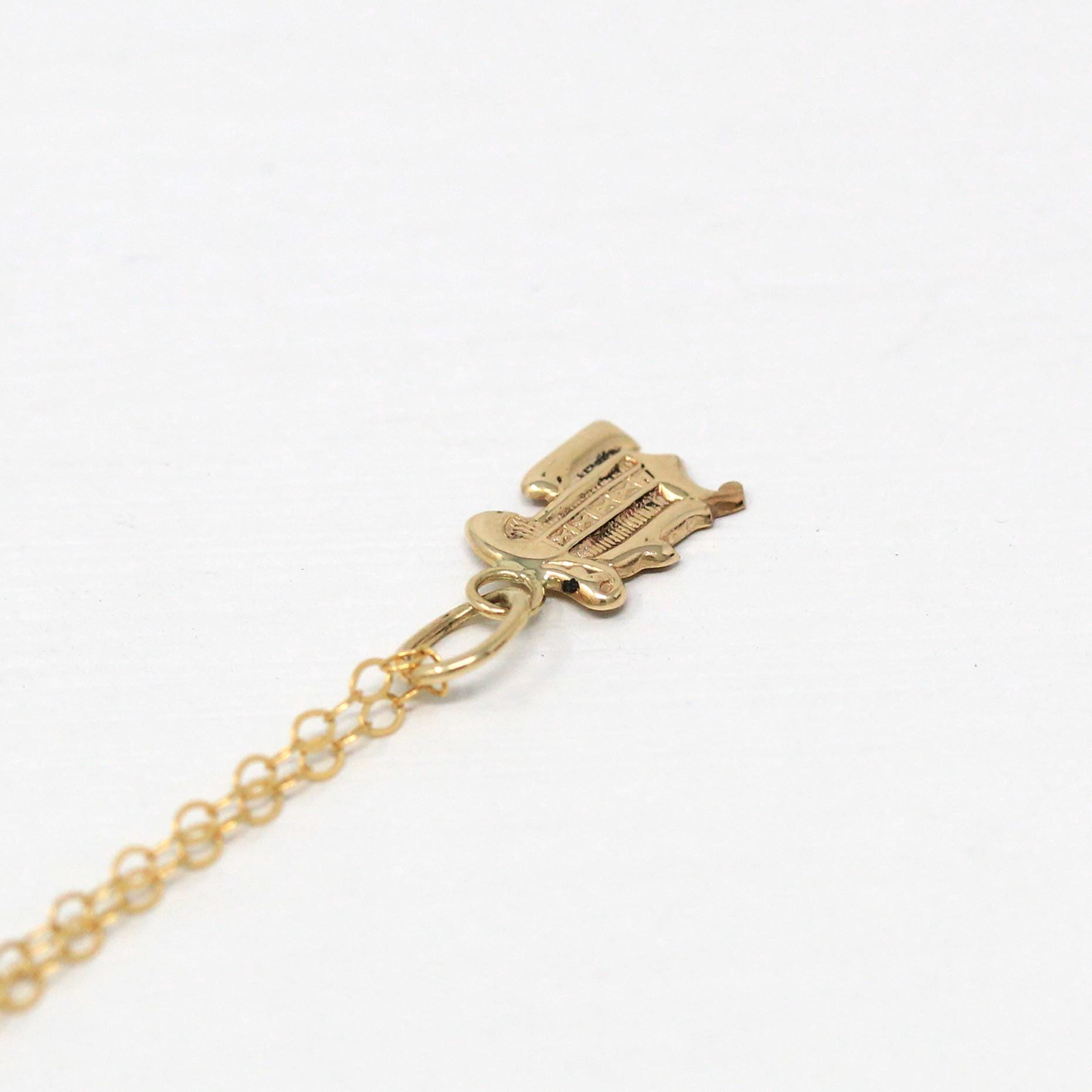 Letter "R" Charm - Art Deco 10k & 14k Gold Initial Old English Style Pendant Necklace - Vintage Circa 1930s Single Letter Fine Jewelry