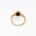 Edwardian Solitaire Ring - Antique 10k Rosy Yellow Gold Genuine Garnet Band - Vintage Dated 1907 Size 7.5 Oval Red Stone Fine Jewelry