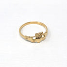 Modern Claddagh Ring - Estate 14k Yellow Gold Heart Clasped Hand Crown - Circa 2000s Era Size 8 Friendship Love Loyalty Irish Fine Jewelry