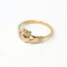 Modern Claddagh Ring - Estate 14k Yellow Gold Heart Clasped Hand Crown - Circa 2000s Era Size 8 Friendship Love Loyalty Irish Fine Jewelry