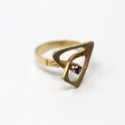 Genuine Amethyst Ring - Retro 10k Yellow Gold Round Faceted Purple Gemstone - Vintage Circa 1970s Era Size 6 1/4 New Old Stock Fine Jewelry