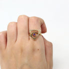 Genuine Amethyst Ring - Retro 10k Yellow Gold Round Faceted Purple Gemstone - Vintage Circa 1970s Era Size 6 1/4 New Old Stock Fine Jewelry