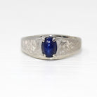 Created Star Sapphire Ring - Retro 10k White Gold Blue Stone - Vintage Circa 1960s Size 10 1/4 September Birthstone New Old Stock Jewelry