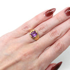 NOSCreated Pink Sapphire Ring - Retro 10k Yellow Gold Faceted 1.76 CT Stone - Vintage Circa 1960s Size 5 1/4 New Old Stock Statement Jewelry