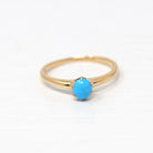 Antique Turquoise Ring - 10k Yellow Gold Cabochon Solitaire - Antique Edwardian Size 5.5 Blue Gem Birthstone Fine December Fine Jewelry