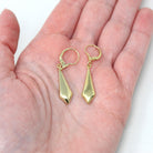 Estate Statement Earrings - Modern 585 14k Yellow Gold Teardrop Geometric Design Lever Back - Circa 1990's Era New Old Stock Fine Jewelry