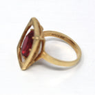 Created Ruby Ring - Retro 10k Yellow Gold Oval Faceted Red Stone - Vintage Circa 1960s Era Size 6 New Old Stock Statement Fine 60s Jewelry