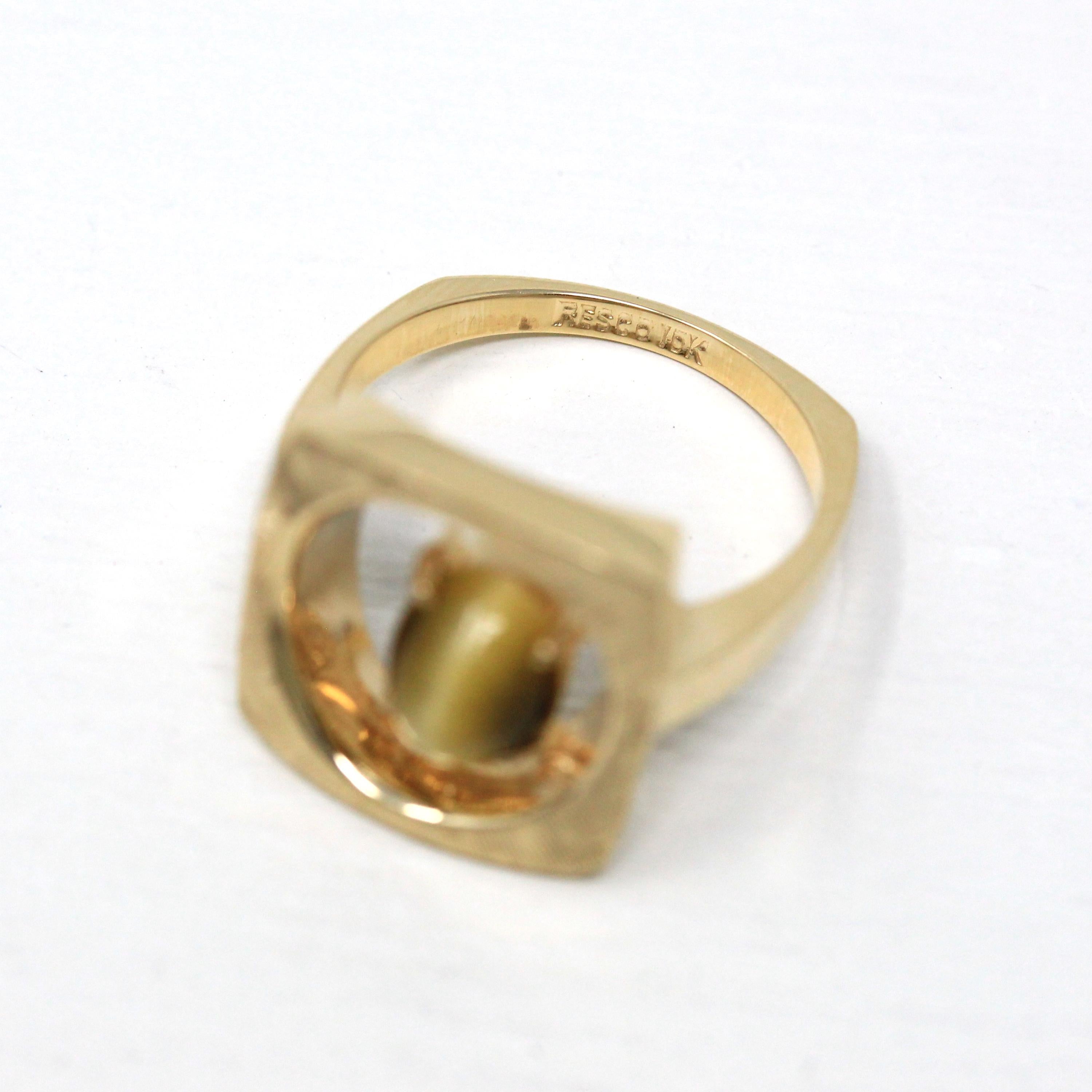 Tiger's Eye Ring - Retro 10k Yellow Gold Genuine Chatoyant Gemstone Statement - Vintage Circa 1960s Era Size 6 New Old Stock Fine Jewelry