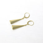 Estate Triangle Earrings - Modern 585 14k Yellow Gold New Old Stock Lever Backs - Circa 1990s Era Statement Dangle Drop Fine 90s Jewelry