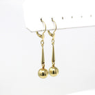 Estate Statement Earrings - Modern 585 14k Yellow Gold Spheres Ball Elongated Design Lever Back - Circa 1990s Era New Old Stock Fine Jewelry