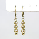 Chain Link Earrings - Modern 585 14k Yellow Gold Cable Circles Design Lever Back - Circa 1990s Era New Old Stock Fine Statement 90s Jewelry