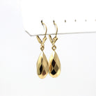 Faceted Teardrop Earrings - Modern 14k Yellow Gold Geometric Design Lever Back - Circa 1990's Era New Old Stock Fine Michael Anthony Jewelry