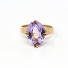 Genuine Amethyst Ring - Antique Victorian Era 10k Yellow Gold Oval Purple 4.77 Ct Gem - Circa 1890s Size 6 February Birthstone Fine Jewelry