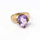 Genuine Amethyst Ring - Antique Victorian Era 10k Yellow Gold Oval Purple 4.77 Ct Gem - Circa 1890s Size 6 February Birthstone Fine Jewelry