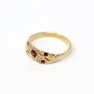 Genuine Ruby Band - Edwardian 18k Yellow Gold Genuine Diamond Ring - Antique Circa 1910s Era English Size 5 3/4 Fine July Birthstone Jewelry