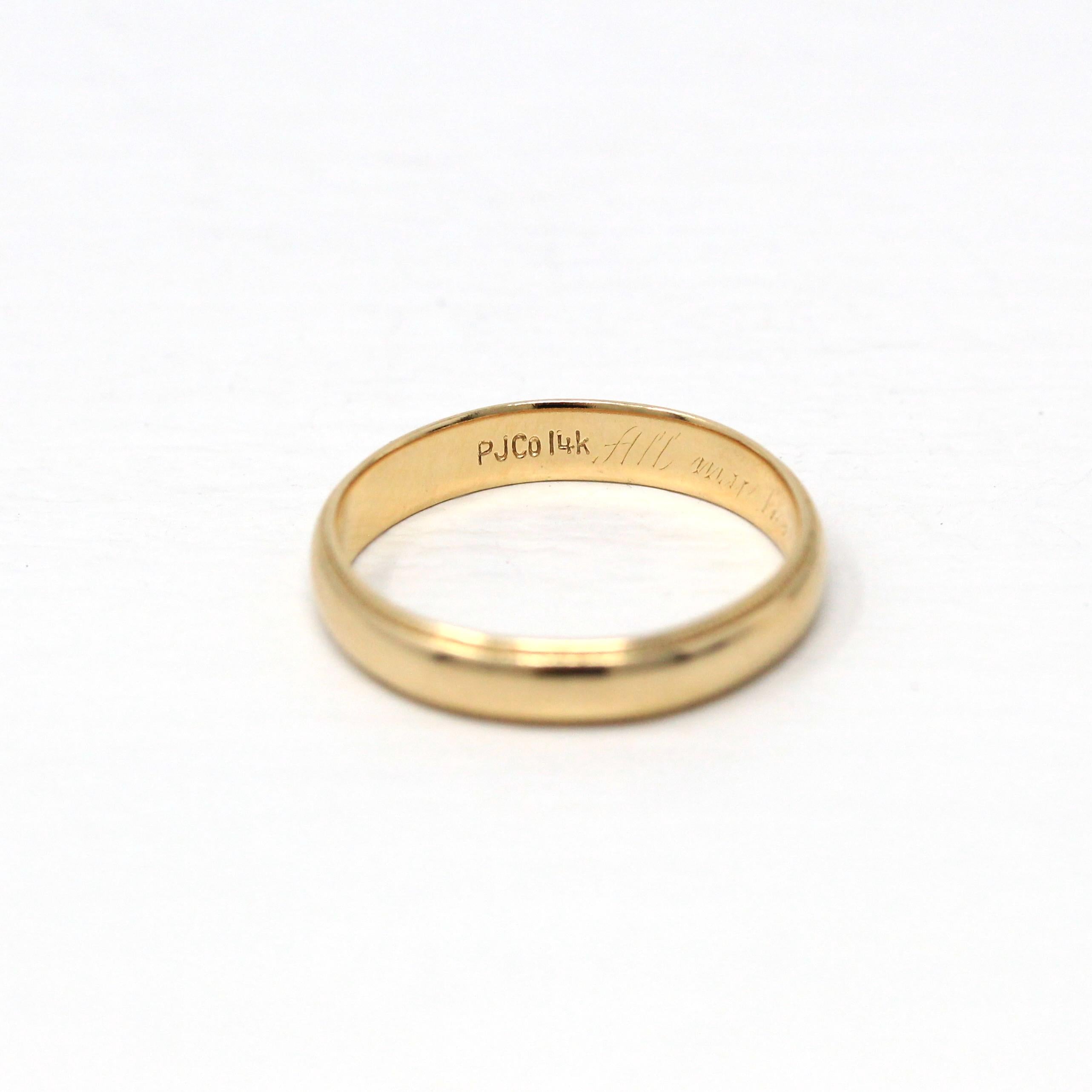 Dated 1982 Band - Modern 14k Yellow Gold Engraved "All My Love" Ring - Estate 1980s Era Size 8 Wedding Unisex Stacking Milgrain Fine Jewelry