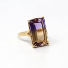 Genuine Ametrine Ring - Modern 14k Yellow Gold Purple Yellow 11.19 CT Gem - Estate Circa 2000's Era Size 6 3/4 Bi-Color Fine Y2K Jewelry