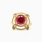 Created Ruby Ring - Vintage Retro 10k Yellow Gold Red July Birthstone - Circa 1960s Era Size 6 1/2 New Old Stock 60s Target Fine Jewelry