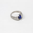 Created Star Sapphire Ring - Retro 10k White Gold Blue Stone - Vintage Circa 1960s Size 8 1/2 September Birthstone New Old Stock Jewelry