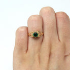 Garnet Doublet Ring - Edwardian 10k Yellow Gold Round Faceted Green Glass Stone - Antique 1910s Size 4 3/4 Ostby and Barton OB Fine Jewelry