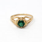 Garnet Doublet Ring - Edwardian 10k Yellow Gold Round Faceted Green Glass Stone - Antique 1910s Size 4 3/4 Ostby and Barton OB Fine Jewelry