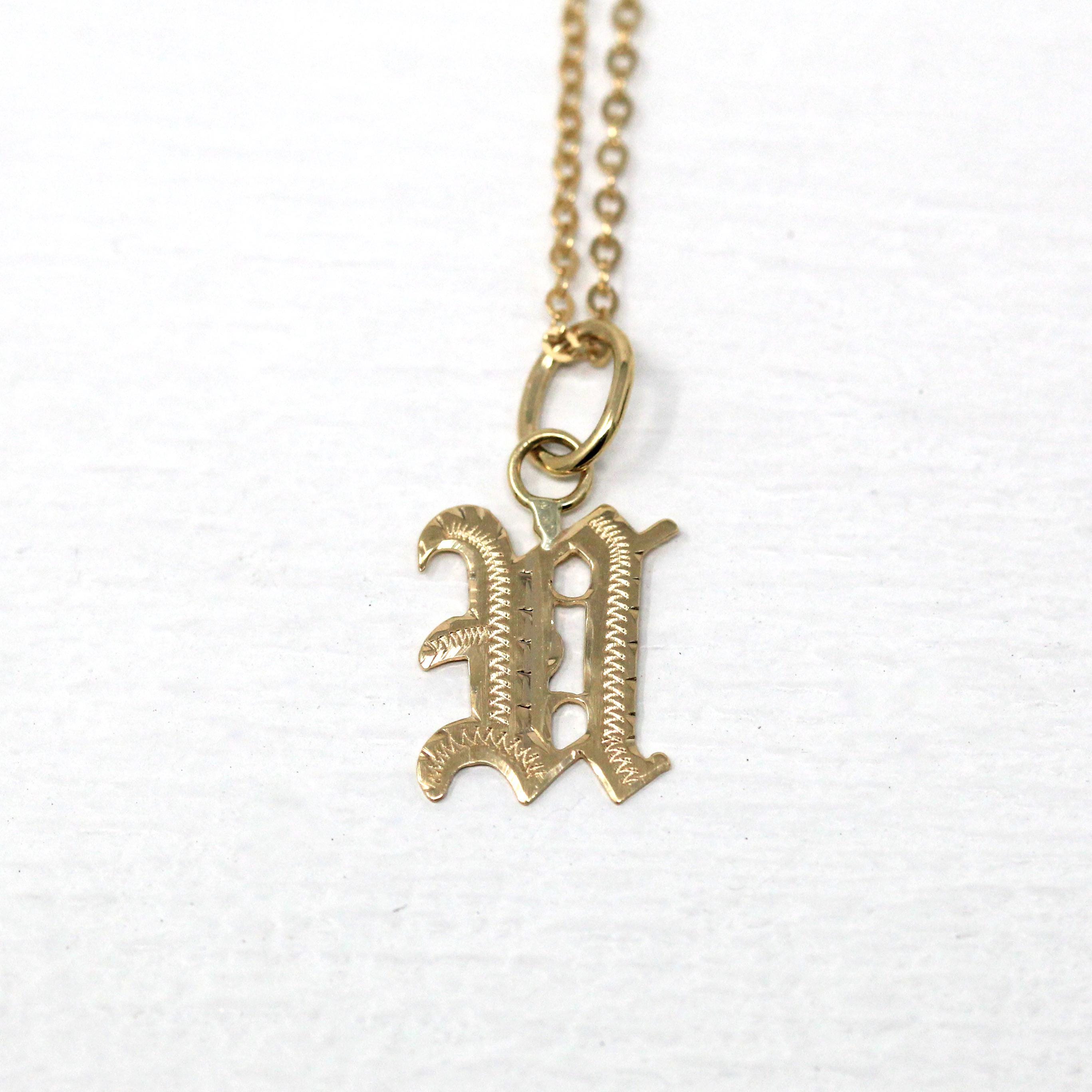 Letter "U" Charm - Art Deco 10k & 14k Gold Initial Old English Style Pendant Necklace - Vintage Circa 1930s Ostby Barton Fine Jewelry