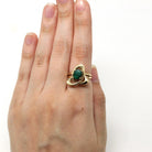 Vintage Malachite Ring - Retro 14k Yellow Gold Genuine Green Gemstone - Vintage Circa 1970s Era Size 5 1/2 New Old Stock Fine 70s Jewelry