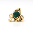 Vintage Malachite Ring - Retro 14k Yellow Gold Genuine Green Gemstone - Vintage Circa 1970s Era Size 5 1/2 New Old Stock Fine 70s Jewelry