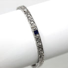 Art Deco Bracelet - Vintage Platinum & 14k White Gold Created Sapphire Diamonds - Circa 1930s Era Line Tennis Fashion Accessory Fine Jewelry