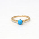 Antique Turquoise Ring - 10k Yellow Gold Cabochon Solitaire - Antique Edwardian Size 5.5 Blue Gem Birthstone Fine December Fine Jewelry